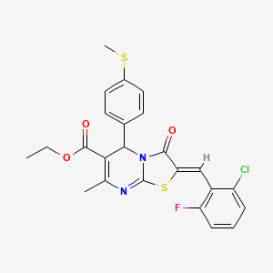 Ethyl 2-(2-chloro-6-fluorobenzylidene)-7-methyl-5-(4-(methylthio)phenyl)-3-oxo-3,5-dihydro-2H-thiazolo[3,2-a]pyrimidine-6-carboxylate