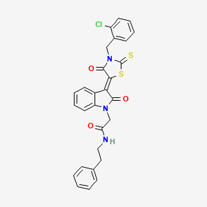 2-{(3Z)-3-[3-(2-chlorobenzyl)-4-oxo-2-thioxo-1,3-thiazolidin-5-ylidene]-2-oxo-2,3-dihydro-1H-indol-1-yl}-N-(2-phenylethyl)acetamide