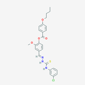 molecular formula C26H26ClN3O4S B12013121 [4-[(E)-[(3-chlorophenyl)carbamothioylhydrazinylidene]methyl]-2-methoxyphenyl] 4-butoxybenzoate CAS No. 764692-68-4