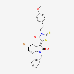 (3Z)-1-benzyl-5-bromo-3-{3-[2-(4-methoxyphenyl)ethyl]-4-oxo-2-thioxo-1,3-thiazolidin-5-ylidene}-1,3-dihydro-2H-indol-2-one