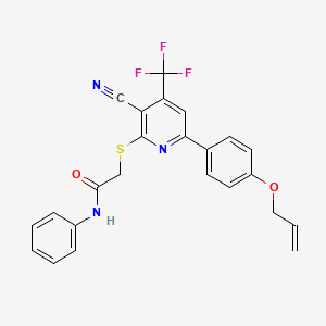 molecular formula C24H18F3N3O2S B12013150 2-{[6-[4-(Allyloxy)phenyl]-3-cyano-4-(trifluoromethyl)-2-pyridinyl]sulfanyl}-N-phenylacetamide 