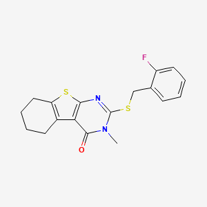 2-[(2-fluorobenzyl)sulfanyl]-3-methyl-5,6,7,8-tetrahydro[1]benzothieno[2,3-d]pyrimidin-4(3H)-one