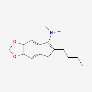 molecular formula C16H21NO2 B1201318 2-n-Butyl-3-(dimethylamino)-5,6-methylenedioxyindene CAS No. 66789-16-0