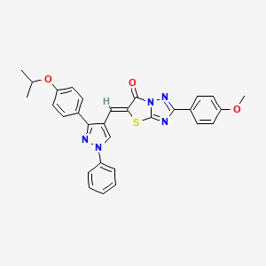 molecular formula C30H25N5O3S B12013284 (5Z)-5-{[3-(4-isopropoxyphenyl)-1-phenyl-1H-pyrazol-4-yl]methylene}-2-(4-methoxyphenyl)[1,3]thiazolo[3,2-b][1,2,4]triazol-6(5H)-one CAS No. 623935-18-2