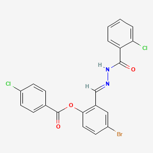 molecular formula C21H13BrCl2N2O3 B12013302 4-Bromo-2-(2-(2-chlorobenzoyl)carbohydrazonoyl)phenyl 4-chlorobenzoate CAS No. 765276-60-6