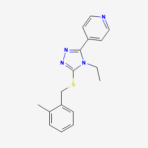 molecular formula C17H18N4S B12013333 4-(4-Ethyl-5-((2-methylbenzyl)thio)-4H-1,2,4-triazol-3-yl)pyridine CAS No. 677721-22-1