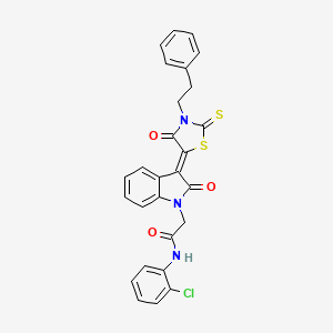 N-(2-chlorophenyl)-2-{(3Z)-2-oxo-3-[4-oxo-3-(2-phenylethyl)-2-thioxo-1,3-thiazolidin-5-ylidene]-2,3-dihydro-1H-indol-1-yl}acetamide