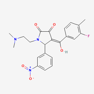 molecular formula C22H22FN3O5 B12013372 1-(2-(Dimethylamino)ethyl)-4-(3-fluoro-4-methylbenzoyl)-3-hydroxy-5-(3-nitrophenyl)-1H-pyrrol-2(5H)-one CAS No. 618075-75-5