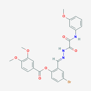 4-bromo-2-((E)-{[(3-methoxyanilino)(oxo)acetyl]hydrazono}methyl)phenyl 3,4-dimethoxybenzoate