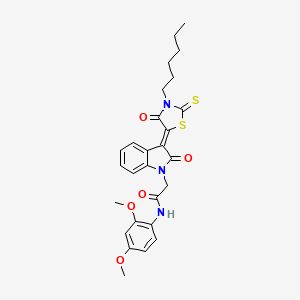 molecular formula C27H29N3O5S2 B12013444 N-(2,4-dimethoxyphenyl)-2-[(3Z)-3-(3-hexyl-4-oxo-2-thioxo-1,3-thiazolidin-5-ylidene)-2-oxo-2,3-dihydro-1H-indol-1-yl]acetamide CAS No. 617697-24-2