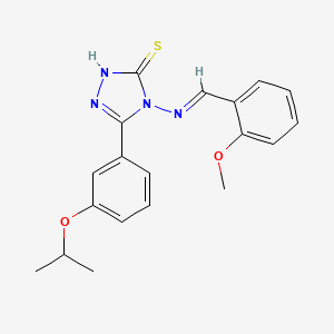 molecular formula C19H20N4O2S B12013477 5-(3-Isopropoxyphenyl)-4-{[(E)-(2-methoxyphenyl)methylidene]amino}-4H-1,2,4-triazol-3-YL hydrosulfide 