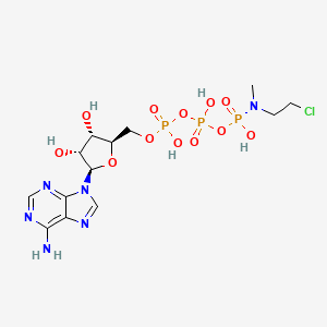 molecular formula C13H22ClN6O12P3 B1201351 [[[(2R,3S,4R,5R)-5-(6-aminopurin-9-yl)-3,4-dihydroxyoxolan-2-yl]methoxy-hydroxyphosphoryl]oxy-hydroxyphosphoryl]oxy-N-(2-chloroethyl)-N-methylphosphonamidic acid CAS No. 90906-29-9