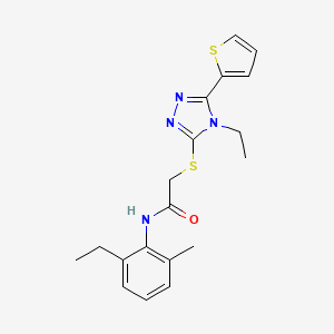 molecular formula C19H22N4OS2 B12013535 N-(2-Ethyl-6-methylphenyl)-2-{[4-ethyl-5-(2-thienyl)-4H-1,2,4-triazol-3-YL]sulfanyl}acetamide CAS No. 557755-51-8