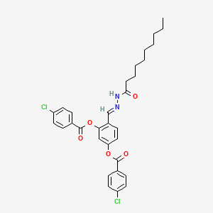 molecular formula C31H32Cl2N2O5 B12013557 5-((4-Chlorobenzoyl)oxy)-2-(2-decanoylcarbohydrazonoyl)phenyl 4-chlorobenzoate CAS No. 764653-60-3