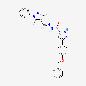 3-{4-[(2-chlorobenzyl)oxy]phenyl}-N'-[(E)-(3,5-dimethyl-1-phenyl-1H-pyrazol-4-yl)methylidene]-1H-pyrazole-5-carbohydrazide