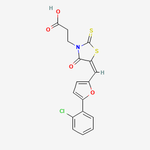 3-[(5E)-5-{[5-(2-chlorophenyl)furan-2-yl]methylidene}-4-oxo-2-thioxo-1,3-thiazolidin-3-yl]propanoic acid