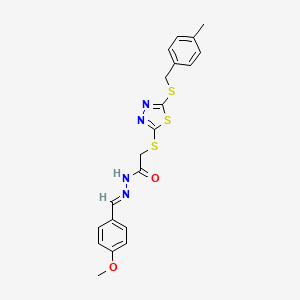 N'-[(E)-(4-methoxyphenyl)methylidene]-2-({5-[(4-methylbenzyl)sulfanyl]-1,3,4-thiadiazol-2-yl}sulfanyl)acetohydrazide