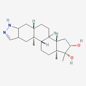 molecular formula C21H34N2O2 B1201384 1,10a,12a-Trimethyl-1,2,3,3a,3b,4,5,5a,6,6a,7,9a,10,10a,10b,11,12,12a-octadecahydrocyclopenta[5,6]naphtho[1,2-f]indazole-1,2-diol 