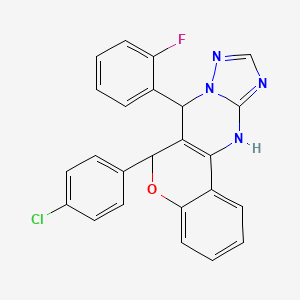 6-(4-chlorophenyl)-7-(2-fluorophenyl)-7,12-dihydro-6H-chromeno[4,3-d][1,2,4]triazolo[1,5-a]pyrimidine