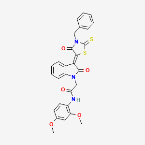 2-[(3Z)-3-(3-benzyl-4-oxo-2-thioxo-1,3-thiazolidin-5-ylidene)-2-oxo-2,3-dihydro-1H-indol-1-yl]-N-(2,4-dimethoxyphenyl)acetamide