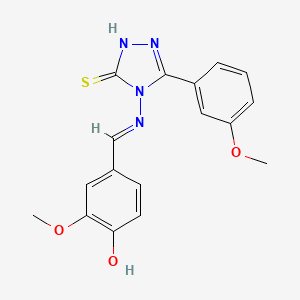 2-Methoxy-4-((E)-{[3-(3-methoxyphenyl)-5-sulfanyl-4H-1,2,4-triazol-4-YL]imino}methyl)phenol