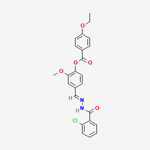 molecular formula C24H21ClN2O5 B12014123 4-(2-(2-Chlorobenzoyl)carbohydrazonoyl)-2-methoxyphenyl 4-ethoxybenzoate CAS No. 765311-33-9