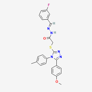 N'-[(E)-(3-Fluorophenyl)methylidene]-2-{[5-(4-methoxyphenyl)-4-(4-methylphenyl)-4H-1,2,4-triazol-3-YL]sulfanyl}acetohydrazide