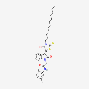 N-(2,5-dimethylphenyl)-2-[(3Z)-3-(3-dodecyl-4-oxo-2-thioxo-1,3-thiazolidin-5-ylidene)-2-oxo-2,3-dihydro-1H-indol-1-yl]acetamide