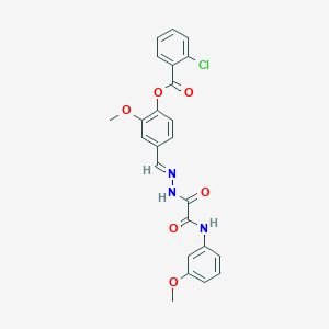 2-Meo-4-(2-((3-methoxyanilino)(oxo)AC)carbohydrazonoyl)phenyl 2-chlorobenzoate