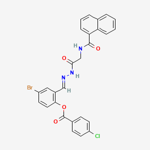 molecular formula C27H19BrClN3O4 B12014316 [4-bromo-2-[(E)-[[2-(naphthalene-1-carbonylamino)acetyl]hydrazinylidene]methyl]phenyl] 4-chlorobenzoate 