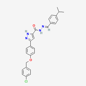 molecular formula C27H25ClN4O2 B12014368 3-{4-[(4-chlorobenzyl)oxy]phenyl}-N'-[(E)-(4-isopropylphenyl)methylidene]-1H-pyrazole-5-carbohydrazide 