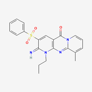 5-(benzenesulfonyl)-6-imino-11-methyl-7-propyl-1,7,9-triazatricyclo[8.4.0.03,8]tetradeca-3(8),4,9,11,13-pentaen-2-one