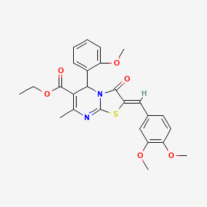 ethyl (2Z)-2-(3,4-dimethoxybenzylidene)-5-(2-methoxyphenyl)-7-methyl-3-oxo-2,3-dihydro-5H-[1,3]thiazolo[3,2-a]pyrimidine-6-carboxylate