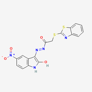 molecular formula C17H11N5O4S2 B12014459 2-(Benzo[d]thiazol-2-ylthio)-N'-(5-nitro-2-oxoindolin-3-ylidene)acetohydrazide CAS No. 485379-78-0