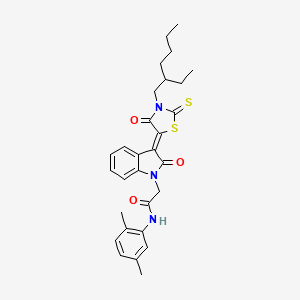 N-(2,5-dimethylphenyl)-2-{(3Z)-3-[3-(2-ethylhexyl)-4-oxo-2-thioxo-1,3-thiazolidin-5-ylidene]-2-oxo-2,3-dihydro-1H-indol-1-yl}acetamide