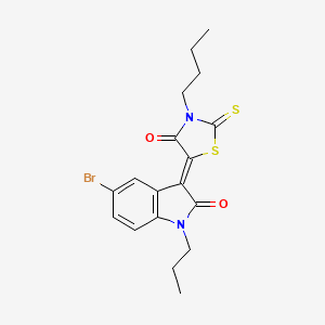 (3Z)-5-bromo-3-(3-butyl-4-oxo-2-thioxo-1,3-thiazolidin-5-ylidene)-1-propyl-1,3-dihydro-2H-indol-2-one