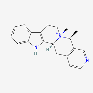 molecular formula C20H22N3+ B1201458 Indolo(2',3':3,4)pyrido(1,2-b)(2,7)naphthyridinium, 5,7,8,13,13b,14-hexahydro-5,6-dimethyl-, (5S,6R,13bS)- CAS No. 81161-28-6