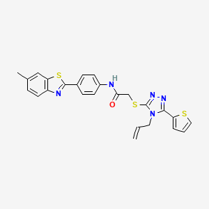 molecular formula C25H21N5OS3 B12014586 N-[4-(6-methyl-1,3-benzothiazol-2-yl)phenyl]-2-[(4-prop-2-enyl-5-thiophen-2-yl-1,2,4-triazol-3-yl)sulfanyl]acetamide CAS No. 618879-85-9