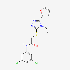 molecular formula C16H14Cl2N4O2S B12014600 N-(3,5-dichlorophenyl)-2-{[4-ethyl-5-(furan-2-yl)-4H-1,2,4-triazol-3-yl]sulfanyl}acetamide CAS No. 573696-14-7