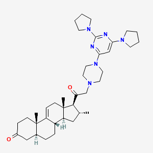 molecular formula C38H56N6O2 B1201465 Pregn-9(11)-ene-3,20-dione, 21-(4-(2,6-di-1-pyrrolidinyl-4-pyrimidinyl)-1-piperazinyl)-16-methyl-, (5alpha,16alpha)- CAS No. 177949-23-4