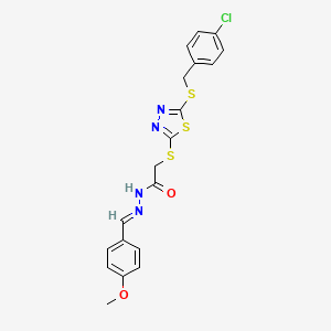 2-({5-[(4-chlorobenzyl)sulfanyl]-1,3,4-thiadiazol-2-yl}sulfanyl)-N'-[(E)-(4-methoxyphenyl)methylidene]acetohydrazide