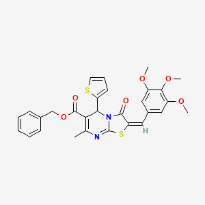 molecular formula C29H26N2O6S2 B12014684 Benzyl 7-methyl-3-oxo-5-(thiophen-2-yl)-2-(3,4,5-trimethoxybenzylidene)-3,5-dihydro-2H-thiazolo[3,2-a]pyrimidine-6-carboxylate CAS No. 617696-94-3