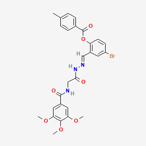 [4-bromo-2-[(E)-[[2-[(3,4,5-trimethoxybenzoyl)amino]acetyl]hydrazinylidene]methyl]phenyl] 4-methylbenzoate