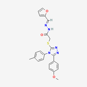 molecular formula C23H21N5O3S B12014718 N'-[(E)-furan-2-ylmethylidene]-2-{[5-(4-methoxyphenyl)-4-(4-methylphenyl)-4H-1,2,4-triazol-3-yl]sulfanyl}acetohydrazide 