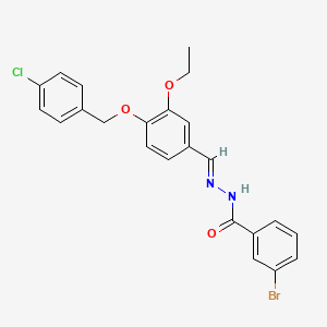 molecular formula C23H20BrClN2O3 B12014730 3-bromo-N-[(E)-[4-[(4-chlorophenyl)methoxy]-3-ethoxyphenyl]methylideneamino]benzamide 