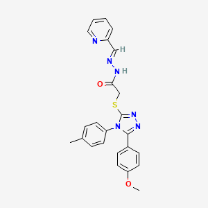 2-{[5-(4-methoxyphenyl)-4-(4-methylphenyl)-4H-1,2,4-triazol-3-yl]sulfanyl}-N'-[(E)-pyridin-2-ylmethylidene]acetohydrazide