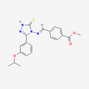 molecular formula C20H20N4O3S B12014909 methyl 4-((E)-{[3-(3-isopropoxyphenyl)-5-sulfanyl-4H-1,2,4-triazol-4-yl]imino}methyl)benzoate 