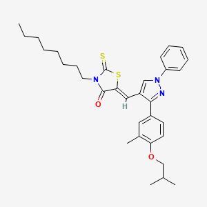 molecular formula C32H39N3O2S2 B12014963 (5Z)-5-{[3-(4-Isobutoxy-3-methylphenyl)-1-phenyl-1H-pyrazol-4-YL]methylene}-3-octyl-2-thioxo-1,3-thiazolidin-4-one CAS No. 624724-26-1