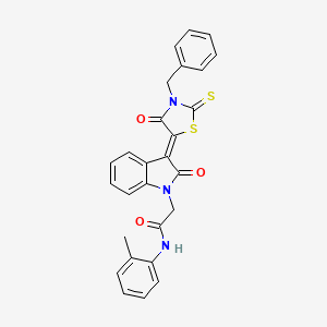 molecular formula C27H21N3O3S2 B12014969 2-[(3Z)-3-(3-benzyl-4-oxo-2-thioxo-1,3-thiazolidin-5-ylidene)-2-oxo-2,3-dihydro-1H-indol-1-yl]-N-(2-methylphenyl)acetamide CAS No. 618072-79-0