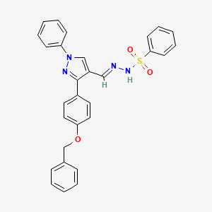 molecular formula C29H24N4O3S B12015014 N'-((3-(4-(Benzyloxy)phenyl)-1-phenyl-1H-pyrazol-4-yl)methylene)benzenesulfonohydrazide CAS No. 765908-82-5